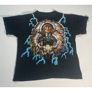 American Thunder Vintage T Shirt Native American Chief w/ Skull Size‎ XL